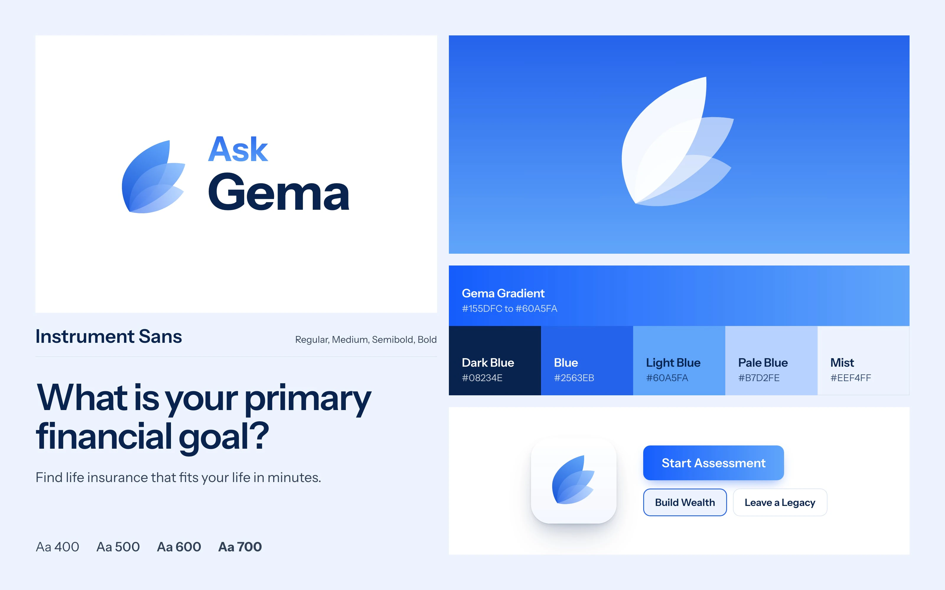 Color, type and logo for Ask Gema