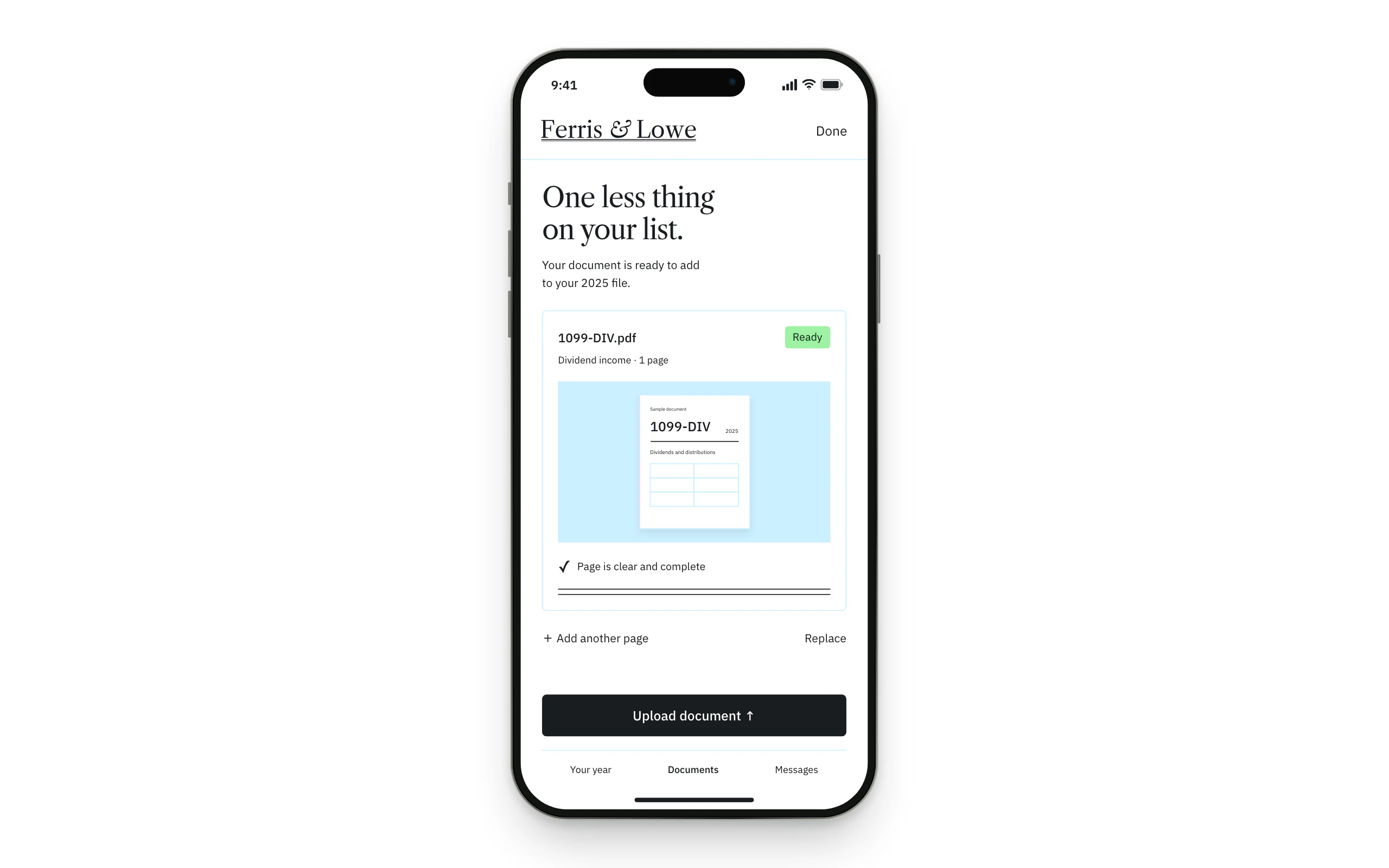 Document upload on a phone