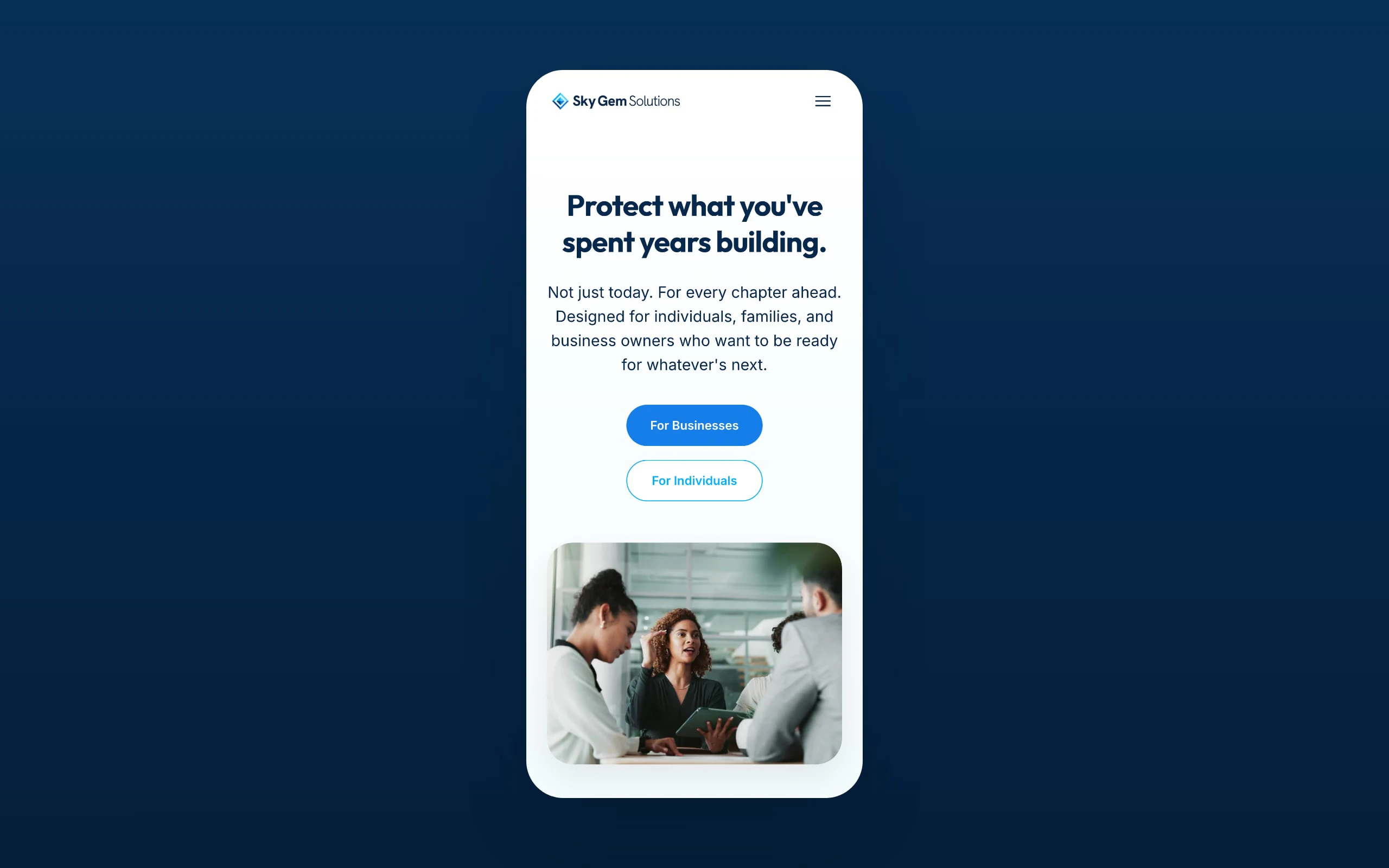 Advisory website on mobile